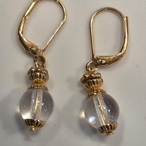 Elegant Gold and Clear Bead Earrings